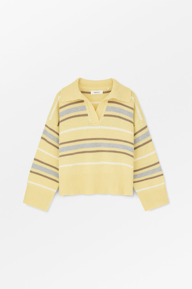 Skall Studio Paul V-neck jumperr - Yellow/Grey stripe