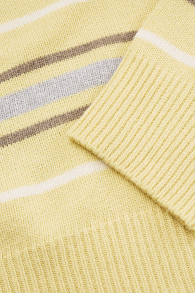 Skall Studio Paul V-neck jumperr - Yellow/Grey stripe