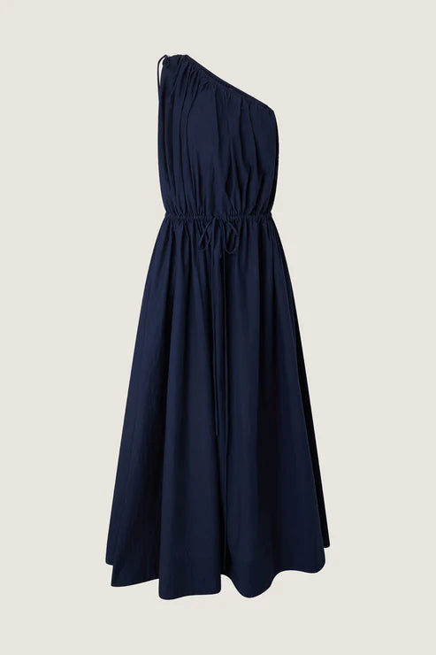 Soeur ASHLEY DRESS  asymmetrical crinkled blue poplin maxi dress