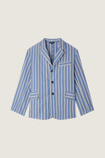 Soeur AUGUSTINE JACKET  blue and white pinstripe soft cotton poplin suit jacket