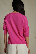 Soeur AUSTRALIE JUMPER  pink long-sleeved extra-fine gauge merino wool jumper with asymmetrical trims