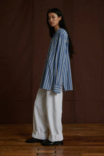 Soeur SEVILLE SHIRT  oversized blue and white pinstripe soft cotton poplin shirt