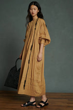 Soeur lightweight camel organdy cotton maxi dress