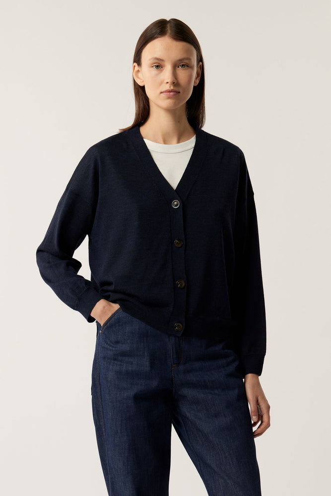 Soeur IDEM Merino Cardigan - Navy