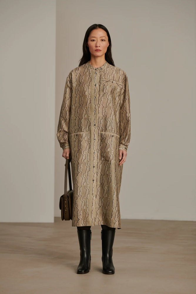 Soeur BELLE DRESS  silk dupion dress gris/vert