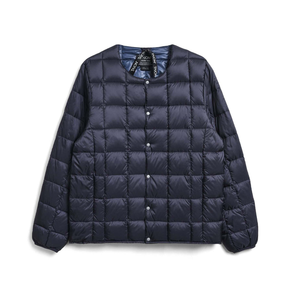 Taion Unisex Basic Crew Neck Down Jacket Navy