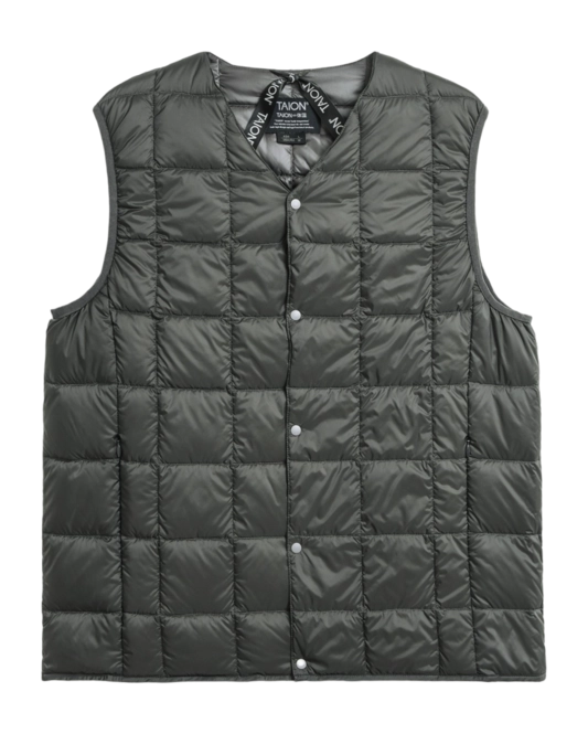 Taion V Neck Down Vest Dark Charcoal