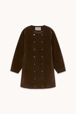 THE TINY BIG SISTER Buttoned fake suede dress - Dark brown