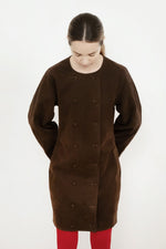 THE TINY BIG SISTER Buttoned fake suede dress - Dark brown
