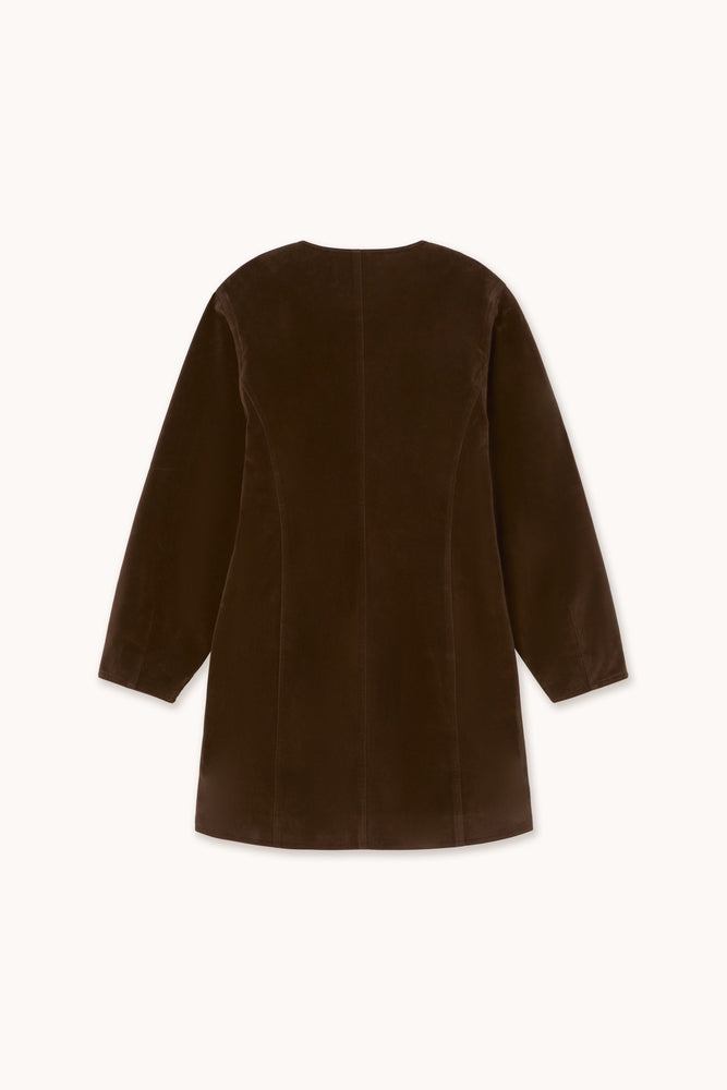 THE TINY BIG SISTER Buttoned fake suede dress - Dark brown