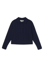 THE TINY BIG SISTER Lace Frank Sweater - Navy Blue
