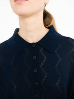 THE TINY BIG SISTER Lace Frank Sweater - Navy Blue