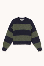 THE TINY BIG SISTER Oversized Striped Sweater - Navy/Khaki