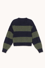 THE TINY BIG SISTER Oversized Striped Sweater - Navy/Khaki