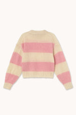 THE TINY BIG SISTER Oversized Striped Sweater - Vanilla/Pastel Pink