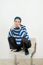 THE TINY BIG SISTER Chloe Striped Sweater - Blue/Denim Blue