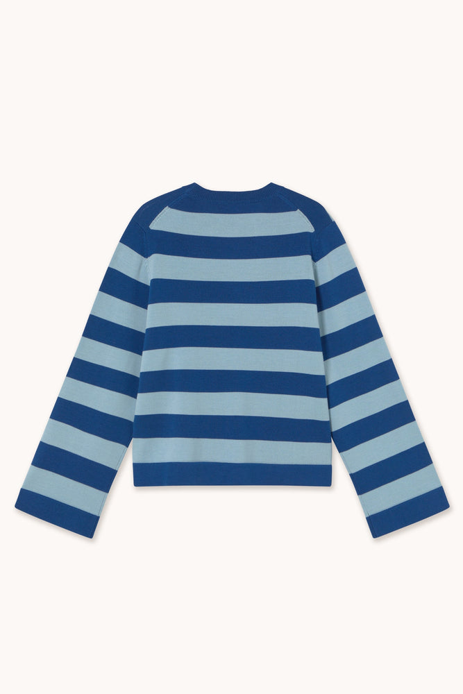 THE TINY BIG SISTER Chloe Striped Sweater - Blue/Denim Blue