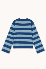 THE TINY BIG SISTER Chloe Striped Sweater - Blue/Denim Blue