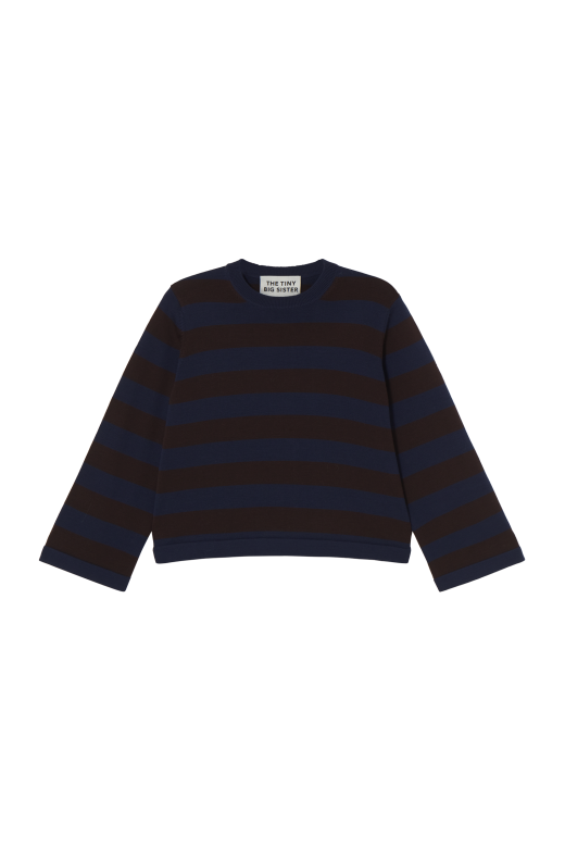THE TINY BIG SISTER Chloe Striped Sweater - Navy / Chocolate