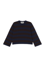 THE TINY BIG SISTER Chloe Striped Sweater - Navy / Chocolate