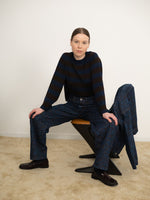 THE TINY BIG SISTER Chloe Striped Sweater - Navy / Chocolate