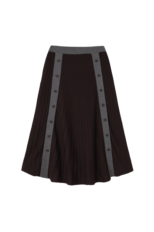 THE TINY BIG SISTER Contrast buttoned skirt - Dark brown