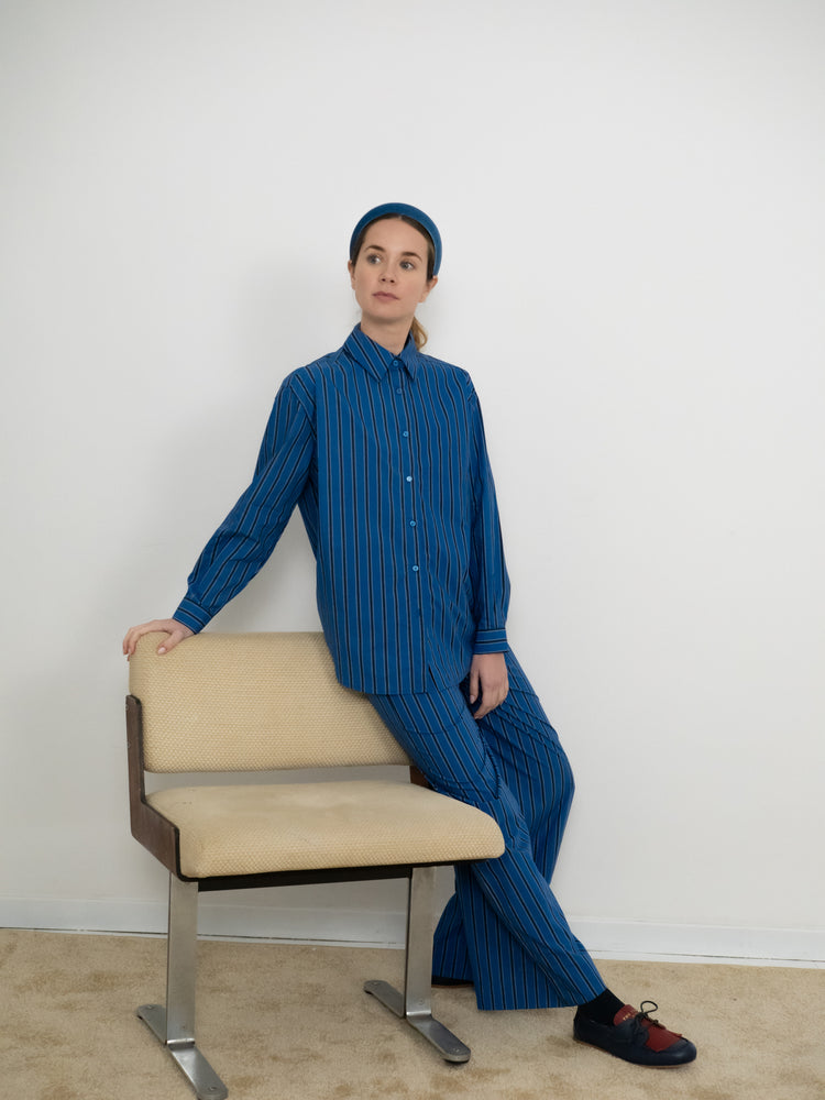 THE TINY BIG SISTER Striped relaxed shirt - Dark Blue