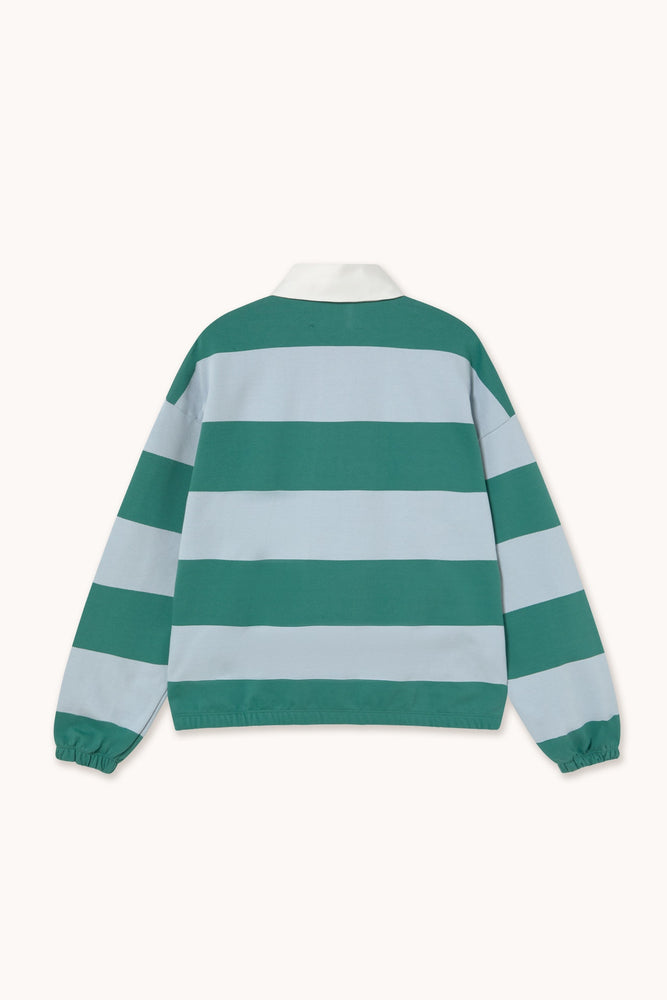 THE TINY BIG SISTER Striped Sweatshirt - Dark Green/Washed Blue
