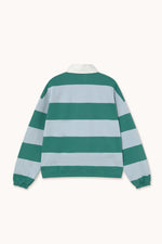 THE TINY BIG SISTER Striped Sweatshirt - Dark Green/Washed Blue