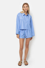 Âme Antwerp Lana Striped Cropped Shirt - Light Blue
