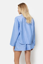 Âme Antwerp Lana Striped Cropped Shirt - Light Blue