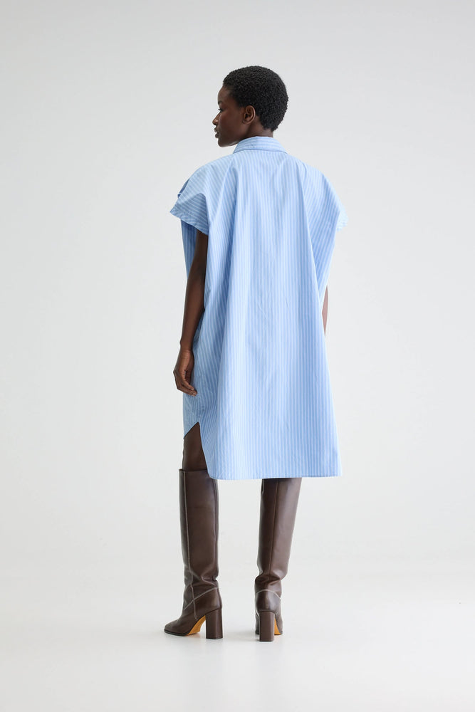 Bellerose GIANNA SLEEVELESS SHIRT DRESS Striped Blue/White