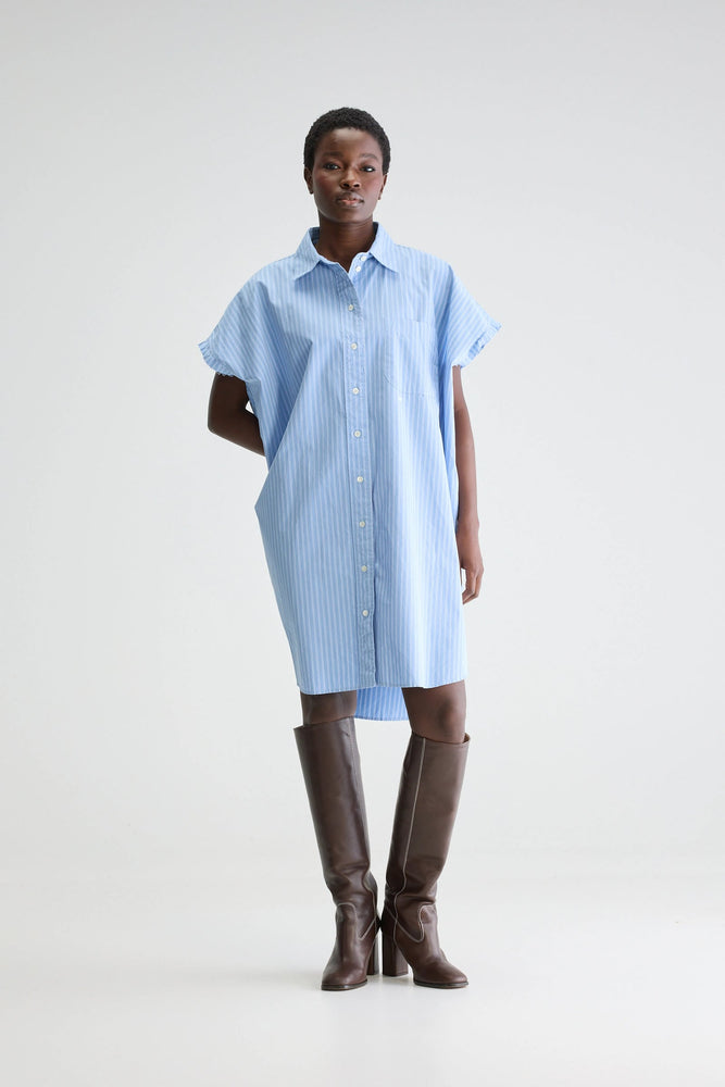 Bellerose GIANNA SLEEVELESS SHIRT DRESS Striped Blue/White