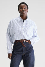 Bellerose GRAHAM CROPPED POPLIN STRIPED SHIRT Iris Bloom / Natural
