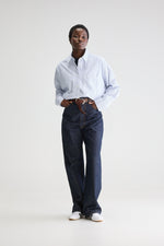 Bellerose GRAHAM CROPPED POPLIN STRIPED SHIRT Iris Bloom / Natural