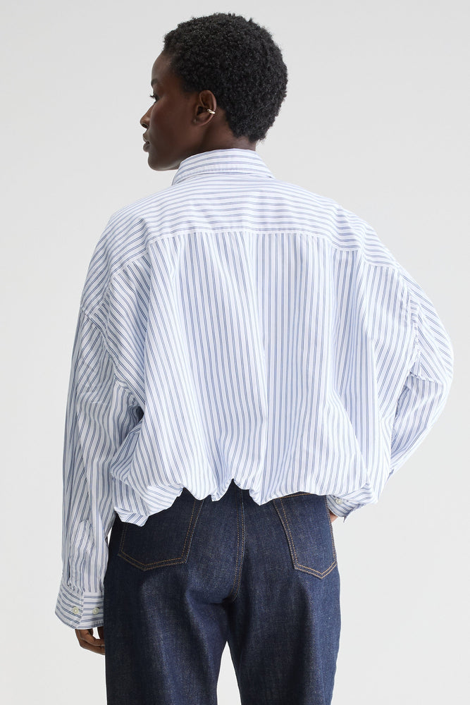 Bellerose GRAHAM CROPPED POPLIN STRIPED SHIRT Iris Bloom / Natural