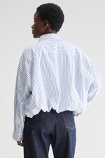Bellerose GRAHAM CROPPED POPLIN STRIPED SHIRT Iris Bloom / Natural