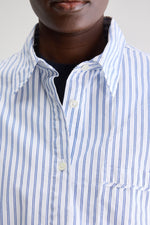 Bellerose GRAHAM CROPPED POPLIN STRIPED SHIRT Iris Bloom / Natural