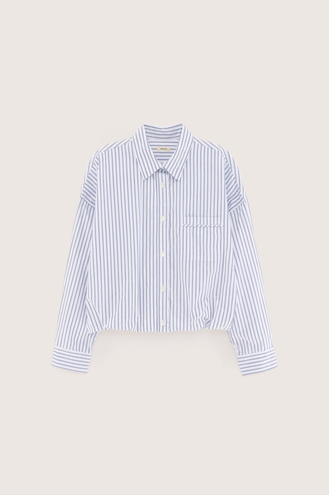 Bellerose GRAHAM CROPPED POPLIN STRIPED SHIRT Iris Bloom / Natural