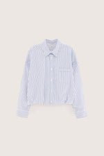 Bellerose GRAHAM CROPPED POPLIN STRIPED SHIRT Iris Bloom / Natural