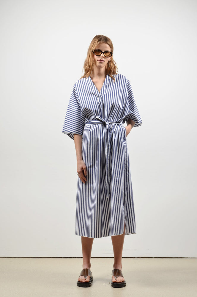 Collectors Club Darla dress - Wide Blue Stripes