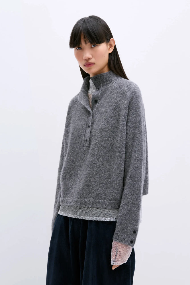 Cordera Baby Alpaca & Wool Polo Sweater Grey