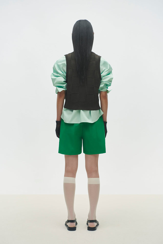 Cordera CHECKERED COTTON & CASHMERE WAISTCOAT  - DARK MOSS