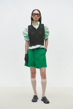 Cordera CHECKERED COTTON & CASHMERE WAISTCOAT  - DARK MOSS