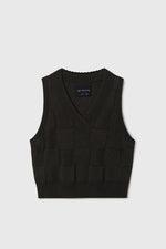 Cordera CHECKERED COTTON & CASHMERE WAISTCOAT  - DARK MOSS