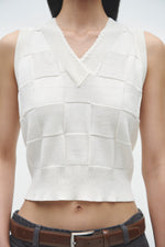 Cordera CHECKERED COTTON & CASHMERE WAISTCOAT  - WHITE