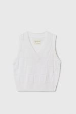 Cordera CHECKERED COTTON & CASHMERE WAISTCOAT  - WHITE