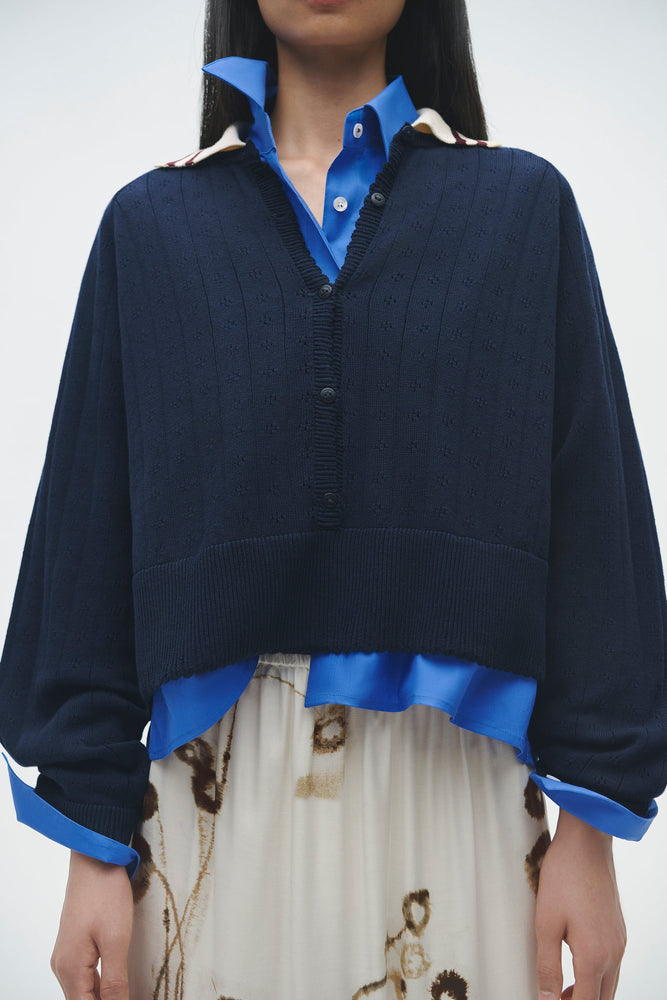 Cordera ORGANIC COTTON LONG SLEEVES POLO - NAVY