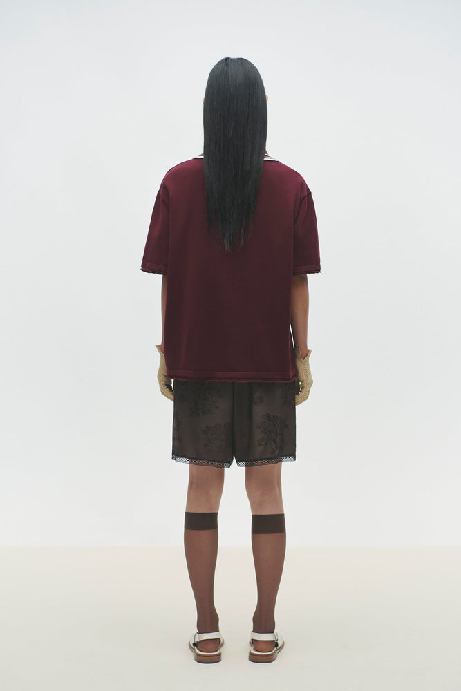 Cordera ORGANIC COTTON POINTELLE POLO - BURGUNDY