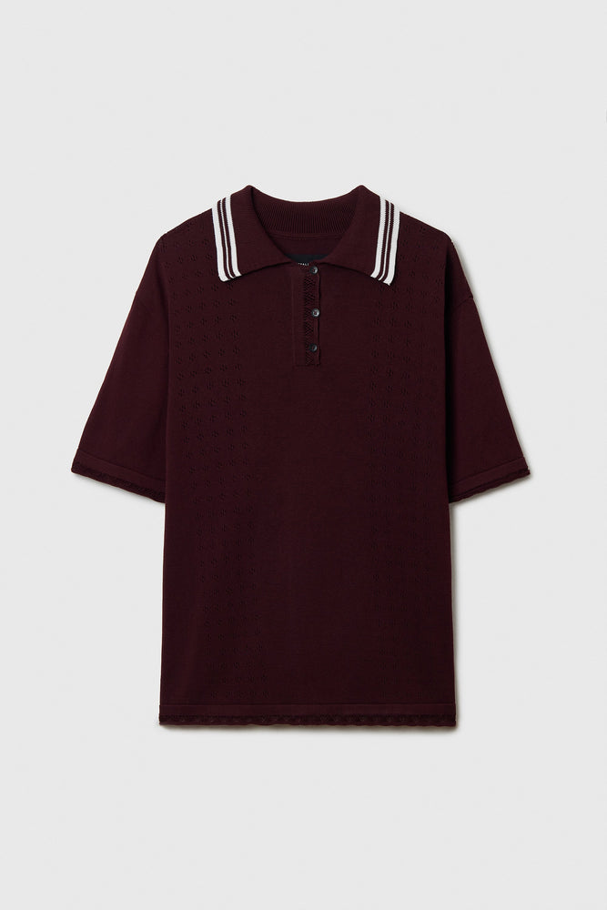 Cordera ORGANIC COTTON POINTELLE POLO - BURGUNDY